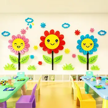 Gėlių Modelio Sienų Lipdukai Gražių Animacinių filmų Lipdukai Vaikai Kambario Dekoro 