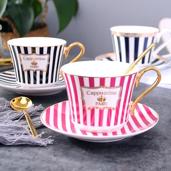 in European small luxury kavos puodelis ir lėkštelė nustatyti paprasta piešimo aukso keramikinis puodelis anglų popietės arbata taurės LB40319