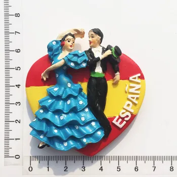 Ispanijos flamenko šokių trimatis kelionių suvenyrų magnetiniai lipdukai šaldytuvas
