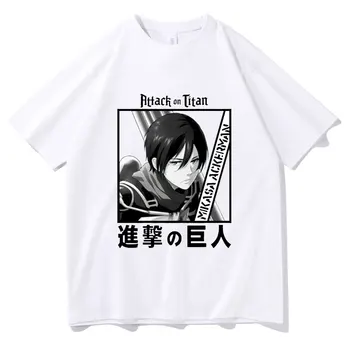 Išpuolis Titan Japonų Anime Trumpas Rankovės Mielas Mikasa Akermano Print T Shirt Vasaros Vyrai Moterys korėjos Harajuku Tendencija T-shirt
