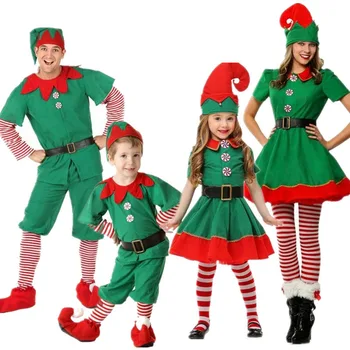 Kalėdų Apranga Žalia Elf Kostiumas Kalėdų Derinti Drabužius Kalėdų Šeimos Kostiumų Suaugusiems, Vaikams, Moterims, Vyrams, Berniukas Mergaičių