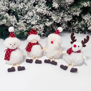 Kalėdų Pliušinis Angelas Mergaitė, Sniego Pakabukas Santa Claus Sniego Lėlė Oranments Kalėdų Medžio Apdaila Linksmų Kalėdų Dekoro Dovanos