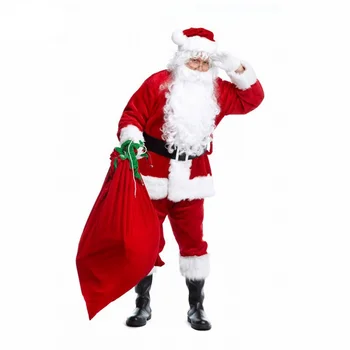 Kalėdų Senelio Kostiumas Tiktų Pliušinis Tėvas Išgalvotas Drabužius Kalėdos Cosplay Rekvizitai Vyrų Paltai, Kelnes Barzda Diržo Skrybėlę Kalėdų Nustatyti
