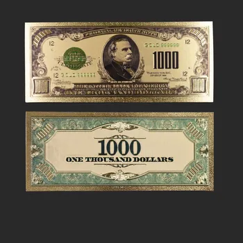 Karšto Pardavimo 1918 Metų Spalvinga JAV Aukso Banknotų Naujas 1000 Dolerių Banknotų Rinkinys 999.9 Aukso Padirbtų Pinigų, Kaip Dekoro Dovanos