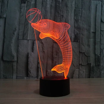 Kawaii Delfinų Žaisti Kamuolys 3D Lempos Animacinių filmų USB Naktį Šviesos Spalvinga Touch LED Vaizdo Šviesos Dovanų Stalo Lempa Kalėdų Dovana