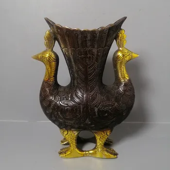 Kinija Žalvario, vario vaza Gilding povas modeliavimo Dekoravimas metalo amatų Papuošalai, Vazos, namų apdailos Derliaus