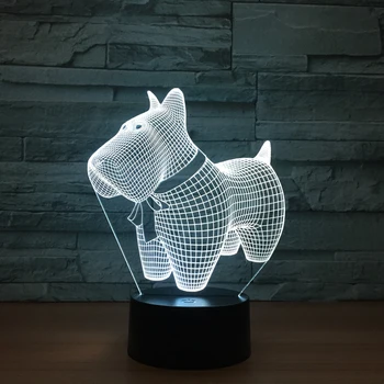 LED kūrybos šuo dekoratyvinis stalo lempa spalvinga šviesos touch, 3D naktį šviesos dovana USB animacinių filmų lempos užsakymą