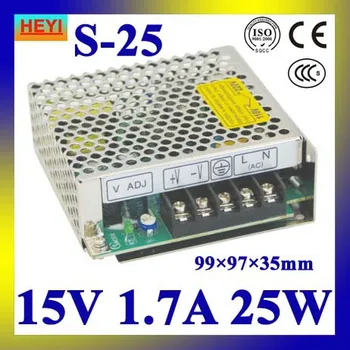 LED maitinimo šaltinis 15V 1.7 100~120V/200~240V AC įvesties vieno išėjimo impulsinis maitinimo šaltinis 25W transformatorius 15V