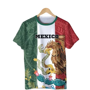 MEKSIKOS Vyrų Nauja, T-Shirt Meksikos Nacionalinė Emblema, Vėliava Spausdinti Vyrai Moterys Mados O-Kaklo Viršūnes Negabaritinių Prarasti Retro Trumpas Rankovės Tees