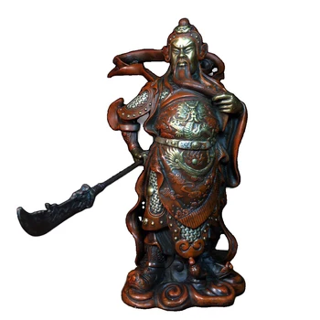 MOCARTAS Gryno Vario Pastebėtas, Varis, Paauksuota Gong Guan Ornament Aukštis 24Cm Tradicinę Kinų Stiliaus Antikvariniai daiktai, Dailės Amatų Dovanos