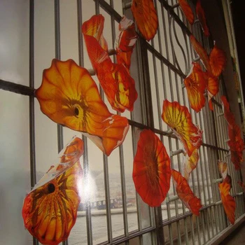 Nauja Siunta Oranžinė Raudona Ranka Pūstinis Sienų Dekoras Stiklo Plokštės Murano Meno Sienos Kabo Užsakymą Spalvų Plokštės