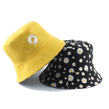 Nauja Vasaros Saulučių Kibiro Kepurę Moterų Mados Medvilnės Beach Sun Skrybėlės Grįžtamasis Bob Chapeau Femme Gėlių Panama Kepurė Žvejys Kepurės