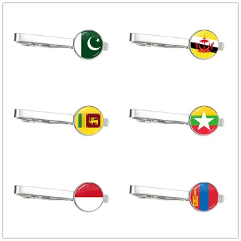 Pakistanas,Brunėjus,Šri Lanka,Mianmaro,Indonezijos,Mongolijos Nacionalinės Vėliavos Stiklo Cabochon prisegamas Ornamentu Vyrų Džentelmenas Dovana