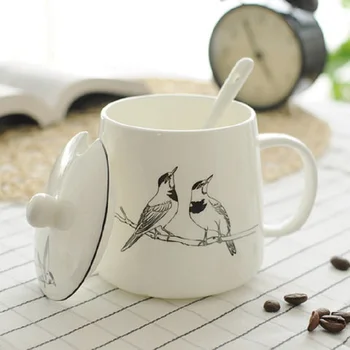 Paukščių Kaulų Kinija Puodelis Kūrybos Taurės keramikos su dangčiu mėgėjams geriamasis pienas pusryčiams kavos puodelio asmenybė