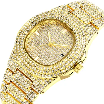 Prabangių Vyrų Žiūrėti Skiedra Rose Gold Laikrodžiai Vyrams Diamond Nerūdijančio Plieno Kvarcinis Laikrodis Suknelė Verslo Data Laikrodis