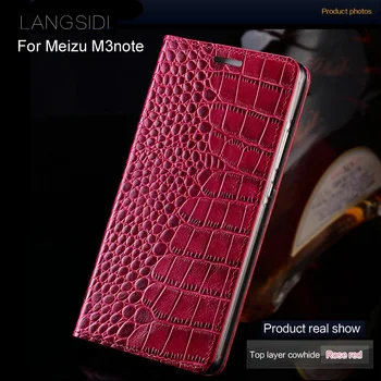 Prabangos prekės telefono dėklas natūralios odos krokodilas Plokščias tekstūros telefono dėklas ForMeizu M3note rankų darbo telefono dėklas