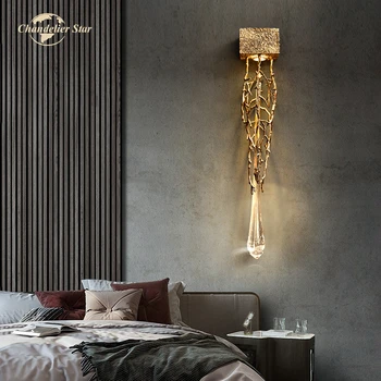 Prabangus LED Sieniniai Šviestuvai Modernus Aukso, Aliuminio, Vario Kristalų Sienos Sconce Miegamojo Kambarį Koridoriaus Hotel Villa Šviesos Blizgesio