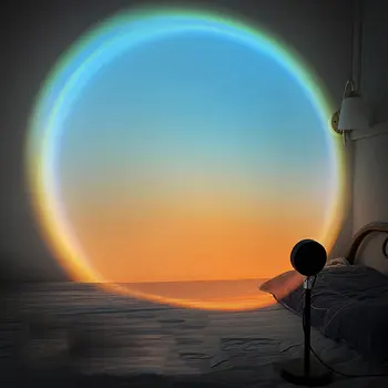 Saulėlydžio Projekcija Lempos Vandenyno Mėlynos spalvos Dykumos Oazė Atmosfera LED Nakties Šviesos Saulėlydžio Šviesos Miegamojo Sienos Fone Sconce Stalo Lempa