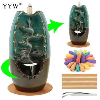 Smilkalų Degiklis Keramikos Moliuskui Su Dvipuse Dukart Anga Dūmų Kūrybos Tradtion Lotus Lapų Šaltinis Dūmų Smilkalų Laikiklis
