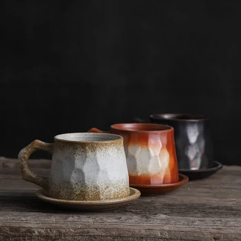 Užsakymą Japonijos Rupi Keramikos Kavos Puodelis Ir Lėkštelė Nustatyti Derliaus Daugkartinio Naudojimo Keramikos Kapučino Kavos Popietės Arbata Lašelinę Puodelis