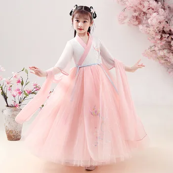 Vaikų Mergaičių Hanfu Senovės Kinų Stiliaus Suknelė Tradicinio Siuvinėjimo Princesė Suknelės Cosplay Kostiumų Tango Kostiumas Hanfus Vestido