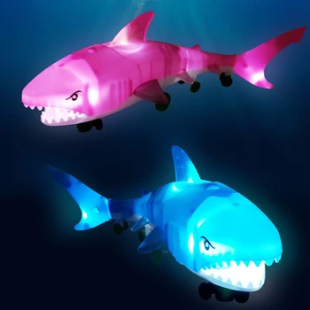 Vaikų Pliušinis Lėlės Traukti Virvę Ryklys Modeliavimas Šviesos Vonios Žaislas Su Elektros Šviesos Muzikos LED Lustas ABS Medžiaga Per 3 Metus