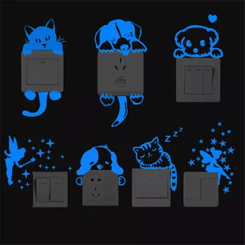 Vaiskiai Mėlynos Šviesos Noctilucent Star Gyvūnų Pasta Švyti Tamsoje Perjungti Pasta Sienų Lipdukai Vaikų Kambarys Kambarį Decora