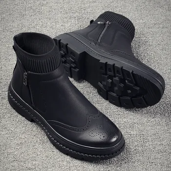vyriški laisvalaikio šalies klubą suknelė platformos batai drožyba brogue batai black 