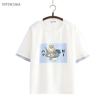 White T-shirt Moterims, 2021 M. Vasarą Naujų Femme Japonija Stilius O-kaklo trumpomis Rankovėmis Harajuku Spausdinti Viršūnes Tee Mergaitėms 2116874