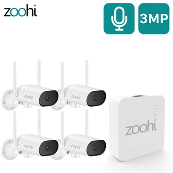 Zoohi Belaidės Mini NVR Rinkinys 3MP Pan & Tilt Saugumo Kameros Nustatyti, Vaizdo Stebėjimo Sistema, Lauko Garso įrašymas vaizdo Kameros Sistema