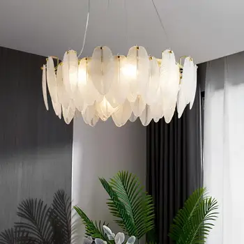 Šiuolaikinių LED Šviestuvų už gyvenamojo Kambario, Valgomojo, Miegamojo, Virtuvės Akinius Plunksnų Šviestuvai Prabanga Aukso Meno Dekoro Kabo Lempa